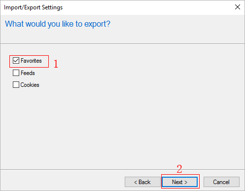 export favorites to a file