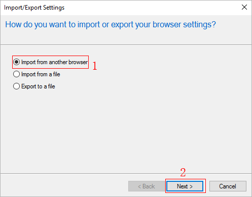 import from another browser