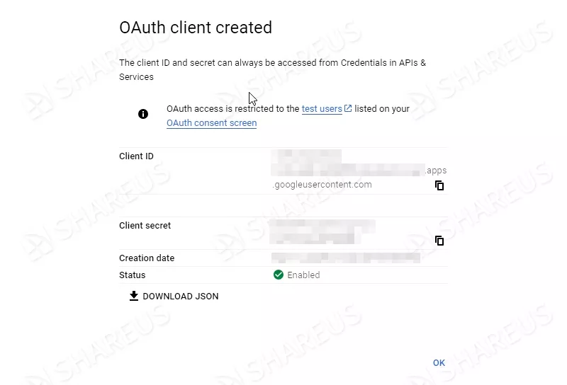 OAuth client created