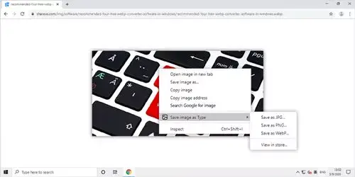 how to save webp images as jpg or png in chrome