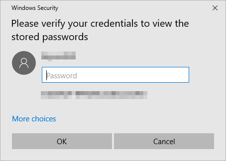 credentials window