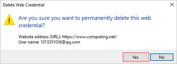 ie confirmation window