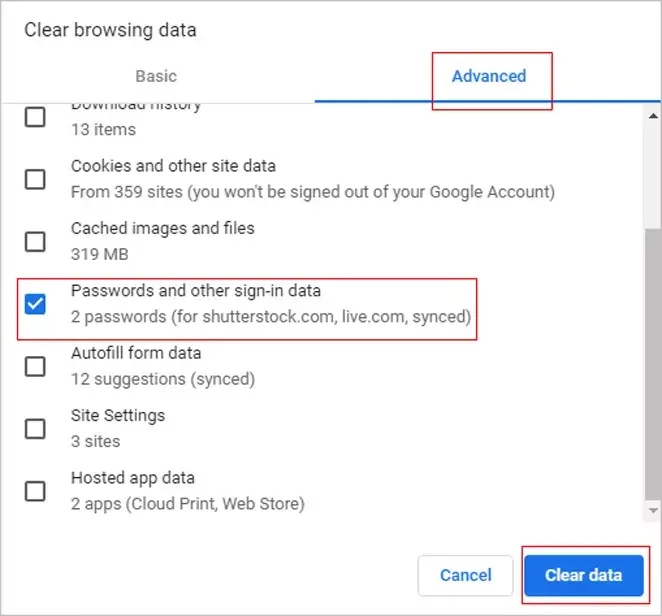 remove all passwords from chrome