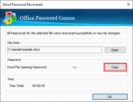 recover password result