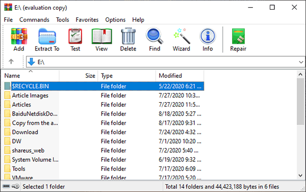 winrar screenshot