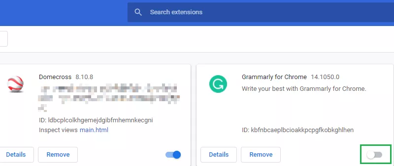 disable chrome extension