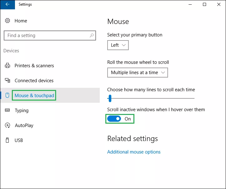 scroll active windows