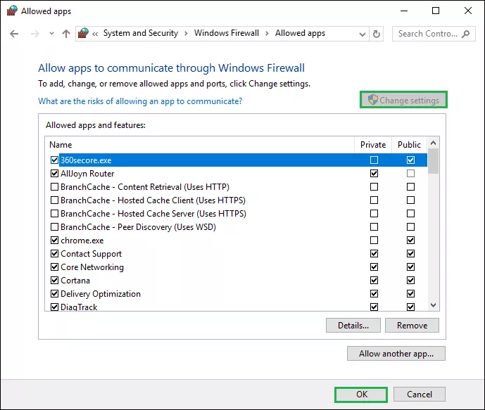 click change setings to select google drive