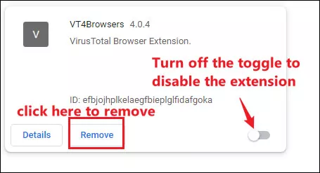 disable the extension