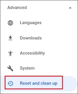 reset and clean up