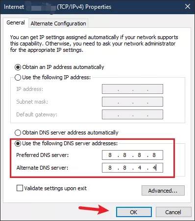 use the dns server address