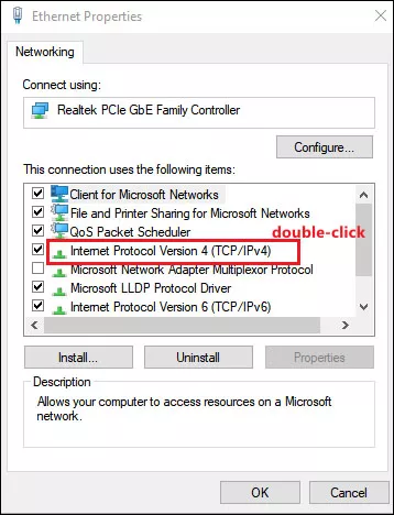 double click tcp ipv4