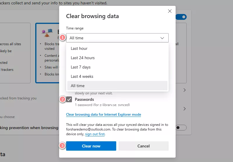 edge clear browsing data