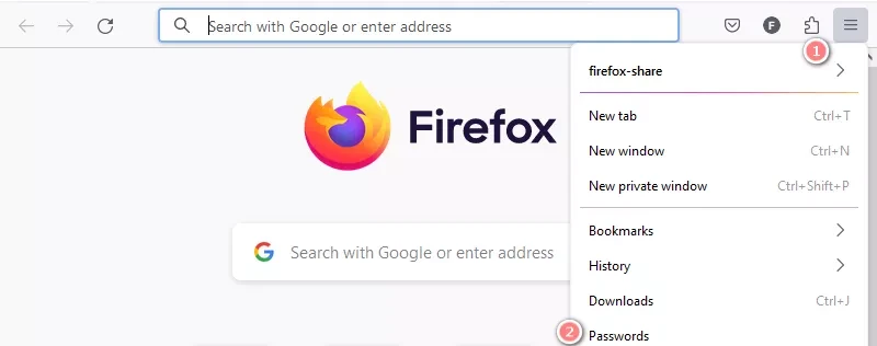 Firefox open passwords tab