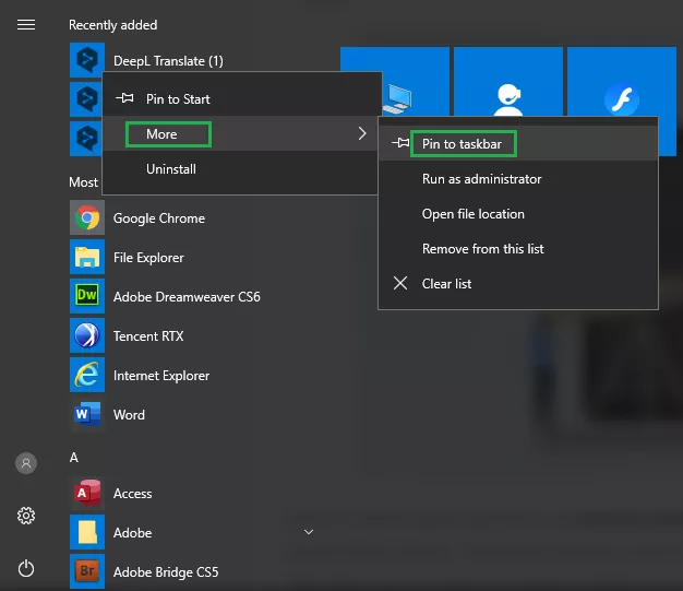 add the shortcut to taskbar