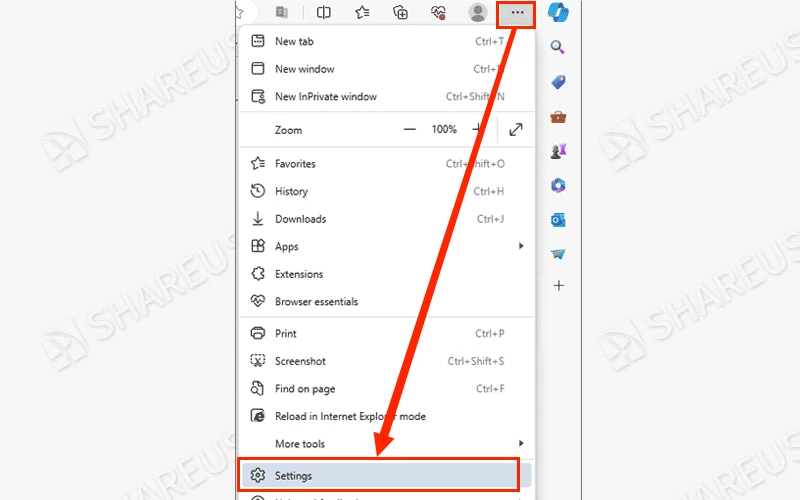 turn on settings in edge