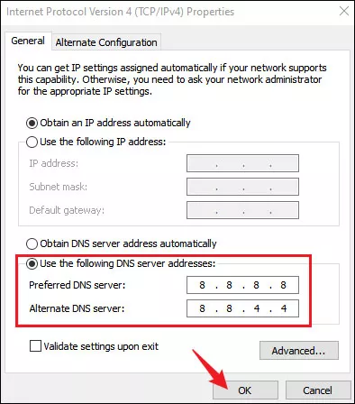 change dns settings