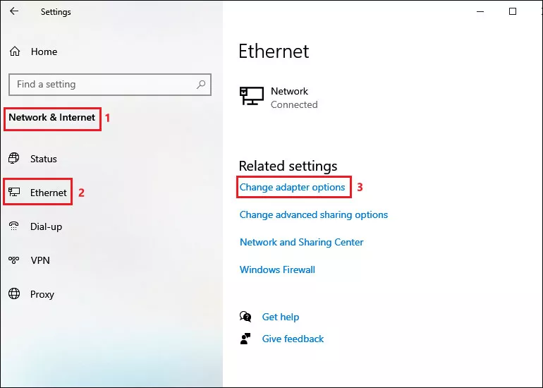 click change adapter options