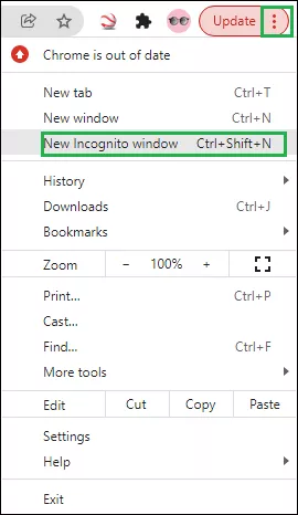 chooes incognito window 