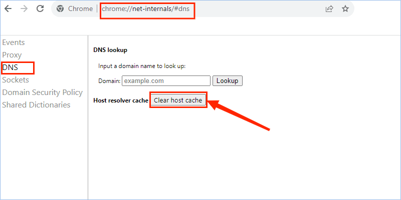 clear host cache google chrome