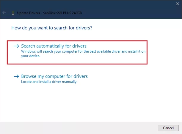 search automatically for drivers