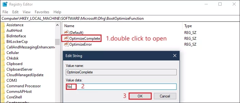 set value data to no