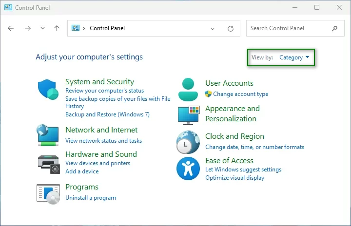 Win 11 Ease of access in Control Panel