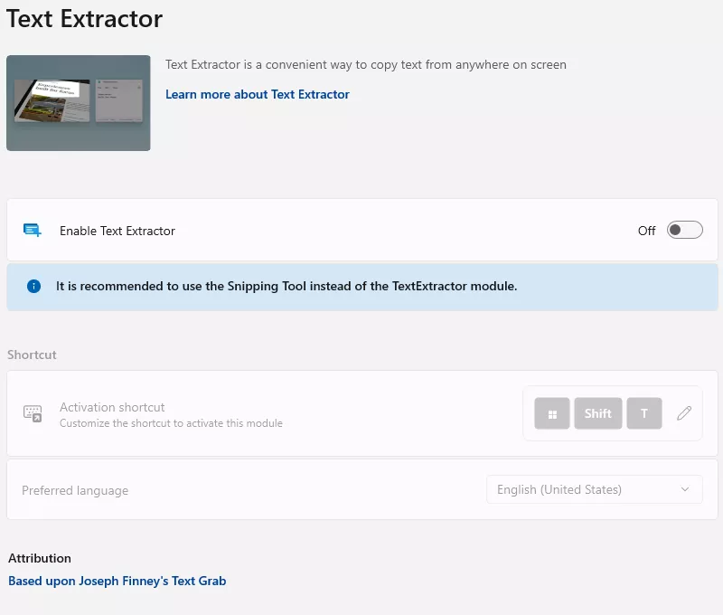 Enable Text Extractor