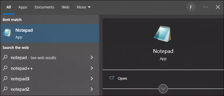 open notepad