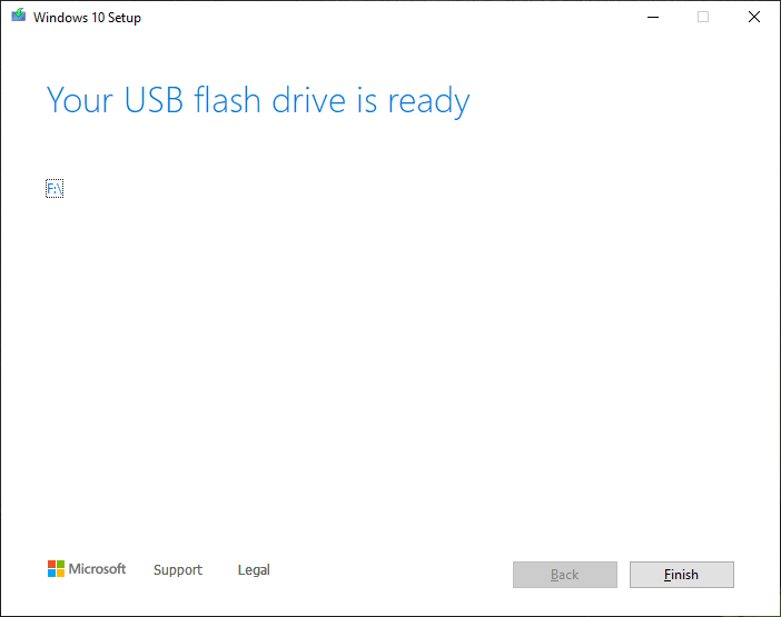 create windows 10 usb bootable media finish