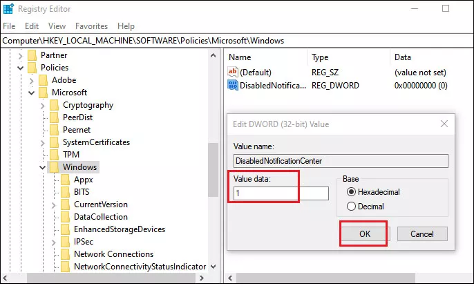 set value data