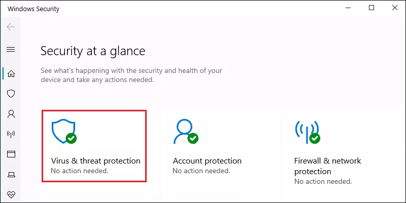 click on virus and threat protection