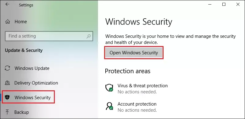 select open windows security