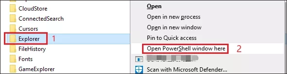 open powershell window here