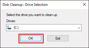 clean the drive by Disk Cleanup