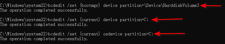 bcdedit set command