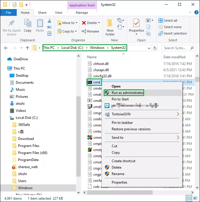 right-click cmd and select run as administrator