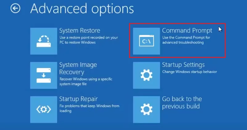 run command prompt in winre