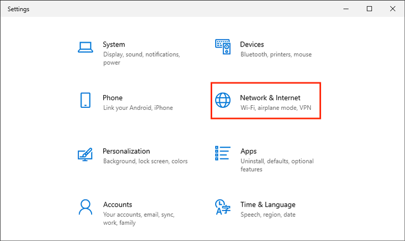 select network and internet