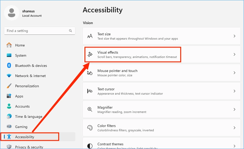 disable visual effects