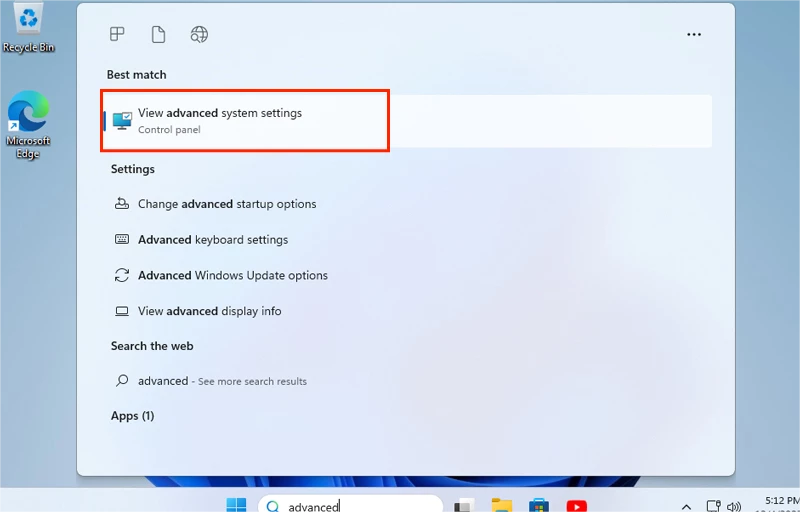 view advanced system settings