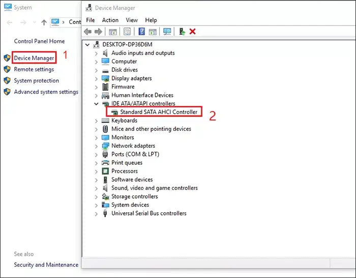 confirm sata controller runs in ahci mode for ssd