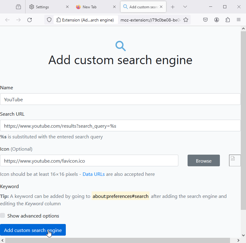 Add Custom Search Engines To Chrome Firefox And Edge Address Bar 2858