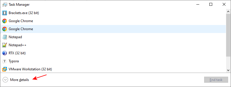 Win 10 Task Manager more details