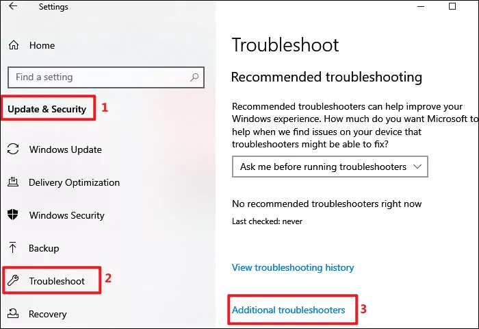 select additional troubleshooters