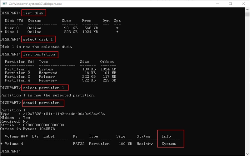 check which is system partition