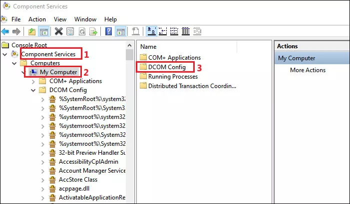 select dcom config