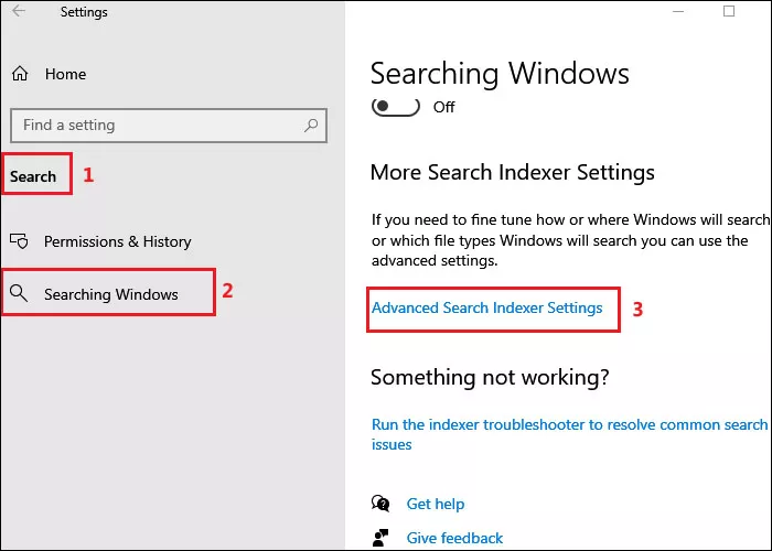 select advanced search index settings