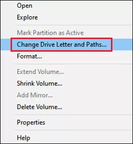 choose change drive letter and paths