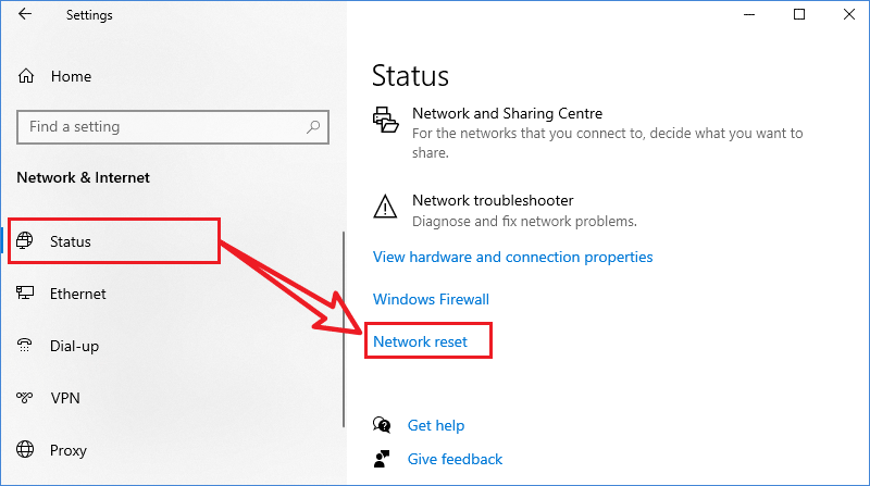 win 10 network reset